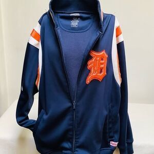 STITCHES ZIP UP JACKET MEDIUM BLUE VARSITY JACKET EUC